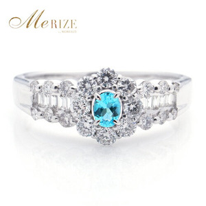 指輪 天然 ブルー パライバトルマリン ダイヤモンド 0.45ct パヴェ SIクラス Blancheブランシュ【pt950】r-243（KRP）Q93-1410