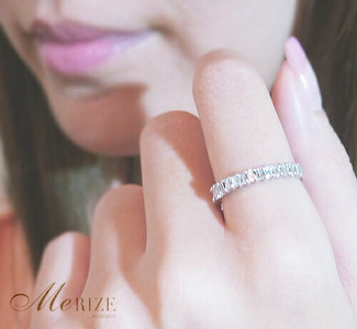 指輪 天然 ダイヤモンド 0.3ct ハーフ エタニティ SIクラス C_cileセシル【K18WG】r-164(KRP)M94-1413