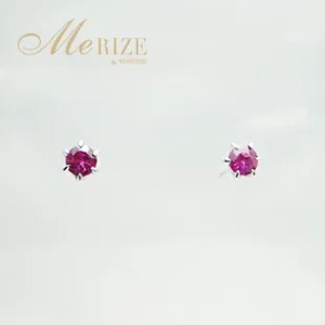 ピアス 天然 ルビー 0.25ct ペア ダブルロックキャッチ【K18WG】 P-09 （KRP）K6-1410 