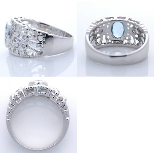 指輪 天然 アクアマリン 0.7ct 大粒 透かし柄 SIクラス【K18WG】MartineマルチーヌII r-251(KRP)O4-1410