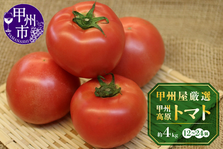 甲州屋厳選 甲州高原トマト 約4kg（12～24個）【2025年発送】B-405