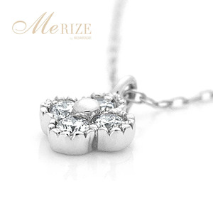 ネックレス 天然 ダイヤ 0.1ct 4石 ミル打ち 四つ葉 クローバー ペンダント SIクラス フラワー 花 "Manon マノン" n-157【K18WG】(KRP)G21-1411