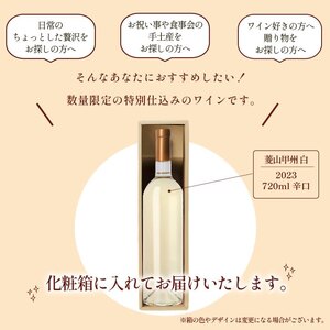 山梨 甲州 菱山 甲州種で造る手絞り甲州ワイン 白ワイン 辛口 1本 720ml ラベルレス（VYD）B-938