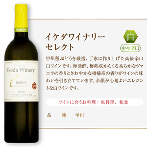 ワイン イケダワイナリー 2本セット【樽熟甲州 / セレクト白】(MG)B14-660