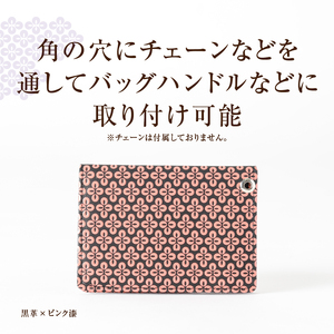 甲州市×印傳屋 パス入(黒革×ピンク漆)C-1222