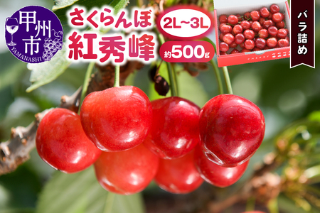 大粒さくらんぼ童夢の「紅秀峰」バラ詰め（約500g 2L～3L）【2025年発送】（DOM）C-141