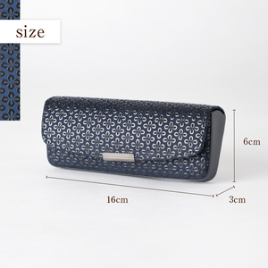 甲州市×印傳屋 H(ハード)メガネケース(紺革×黒漆)C5-1215