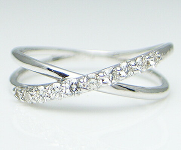 指輪 天然ダイヤモンド 10石 0.20ct クロス スイート【K18ホワイトゴールド】r-04（KRP）G76-1411