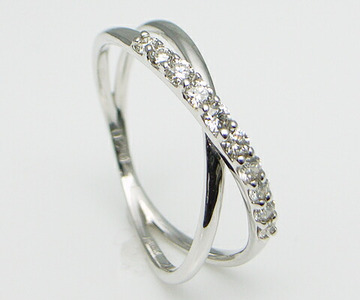 指輪 天然ダイヤモンド 10石 0.20ct クロス スイート【K18ホワイトゴールド】r-04（KRP）G76-1411