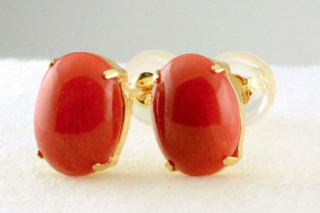 k18 ピアス 珊瑚  サンゴ シンプル k18 イエローゴールド 血赤珊瑚 no.cas6800 [シエロ 山梨県 中央市 21470998] ジュエリー アクセ アクセサリー 18金 K18  イエロー ゴールド