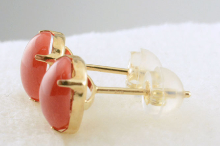 k18 ピアス 珊瑚  サンゴ シンプル k18 イエローゴールド 血赤珊瑚 no.cas6800 [シエロ 山梨県 中央市 21470998] ジュエリー アクセ アクセサリー 18金 K18  イエロー ゴールド