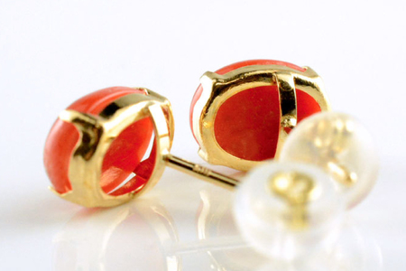 k18 ピアス 珊瑚  サンゴ シンプル k18 イエローゴールド 血赤珊瑚 no.cas6800 [シエロ 山梨県 中央市 21470998] ジュエリー アクセ アクセサリー 18金 K18  イエロー ゴールド