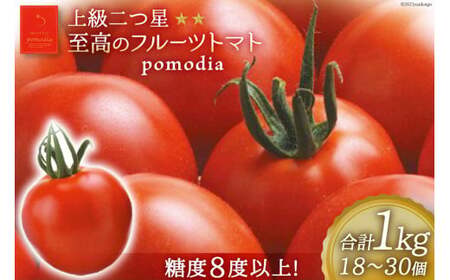 上級 二つ星 至高のフルーツトマト pomodia ポモディア 約1kg（18～30個） [農事組合法人 た・から 山梨県 中央市 21470256] トマト とまと フルーツ 野菜 やさい 1キロ 数量限定 期間限定【2025年11月上旬-2026年2月上旬発送予定】