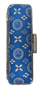 天然水晶15mm丸×60mm丈　実印　甲州印伝ケース付　桐箱入り[5839-2028] 天然水晶【菊菱柄】