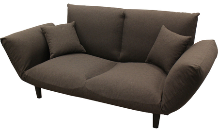 背もたれ＆両肘リクライニング・バゲットソファ　クッション２個付き（スモークグレー）[5839-9398]