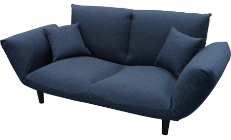 背もたれ＆両肘リクライニング・バゲットソファ　クッション２個付き（スモークグレー）[5839-9398]