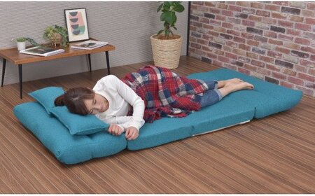 1台4役 カウチにもなるソファベッド・ライド　クッション２個付き（ターコイズ）[5839-9401]