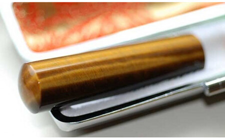 【天然石】虎目石印鑑(タイガーアイ)　15mm丸60mm丈　トカゲ革ケース [5839-1716]