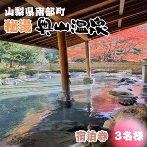 山梨県南部町秘湯「奥山温泉」宿泊券(1泊2食付き)3名様　10畳【1619599】