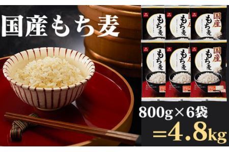 もちもちぷちぷち食感♪　国産もち麦  800g×6袋　チャック付 食物繊維 大麦 大容量 はくばく ハクバク 国産 もち麦 もちむぎ 山梨 やまなし 富士川町