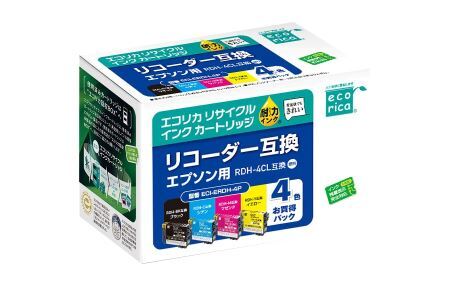 エコリカ【エプソン用】 RDH-4CL互換リサイクルインク 4色パック（型番：ECI-ERDH-4P） epson リサイクル インク 互換インク カートリッジ インクカートリッジ カラー オフィス用品 プリンター インク 山梨県 富士川町