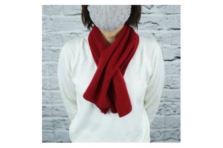 E1405国産カシミヤ糸使用国内生産カシミヤ１００％ショートマフラー（ワイン）