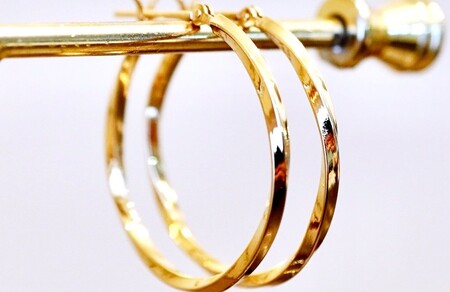 K18 イエローゴールド 地金 フープピアス(直径25mm) 保証書付 KO-0038 SWAD040