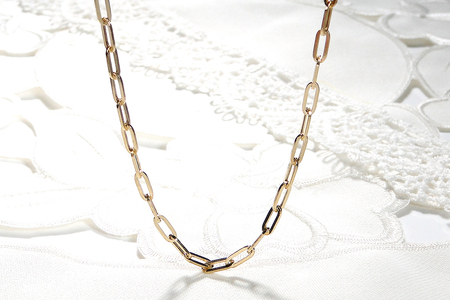 K18YGペーパークリップチェーンネックレス 幅2.7ミリ 中空 CSN00187-18Y SWAV045｜山梨県 昭和町 ジュエリー アクセサリー ギフト プレゼント 贈り物 記念日 誕生日 カジュアル フォーマル オケージョン