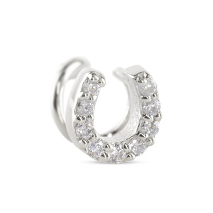 プラチナ ピアス 片耳 レディース 馬蹄 ダイヤモンド pt900 つけっぱなし 金属アレルギー 対応 簡単装着 キャッチのいらないピアス キャッチナッシャー ホースシュー 250612201dpu SWAA306