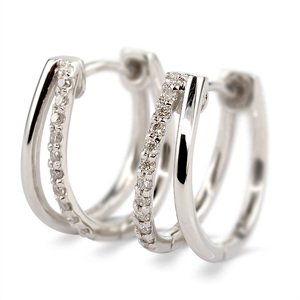 プラチナ フープ ピアス レディース ダイヤモンド 2連デザイン 中折れ式 金属アレルギー 対応 pt950 シンプル 大人 上品 普段使い ジュエリー 231012hy104dp SWAA309