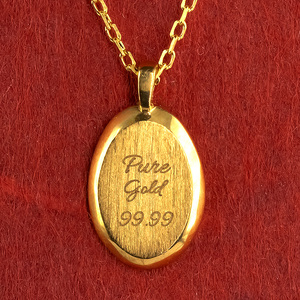 ネックレス 純金 24金 ペンダントトップ レディース インゴット型 24k ゴールド チェーン 金属アレルギー 対応 K24 プレート オーバル 小ぶり 地金 ジュエリー シンプル 人気 普段 使い 250530mro202nK24 SWAA349