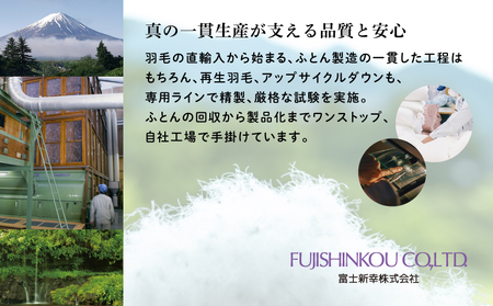 【富士新幸謹製】 43×63cm ダウンピロー「サステナブルな羽毛」アップサイクルダウン羽毛枕 ※着日指定不可 DSI003　