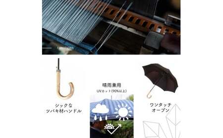 高級織物傘【紳士長傘】Tie 深緑・Plain×Stripe GREEN・身だしなみに気を配る大人のための晴雨兼用傘 ／雨具 雨傘 日傘 ビジネス UVカット シンプル 8本骨 ワンプッシュオープン メンズ UV加工 送料無料 山梨県 槇田商店【n0567_mak】