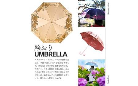 高級織物傘【婦人長傘】 絵おり ベージュ系・紫陽花 ブルー・凛とした愛らしい「紫陽花柄」絵おり ／雨具 雨傘 日傘 パステル UVカット 和色  8本骨 手開き レディース UV加工 送料無料 山梨県 槇田商店【n0323_mak_A】