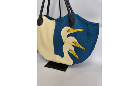 「鞄工房 香」鳥の二色トートバッグ (横型)