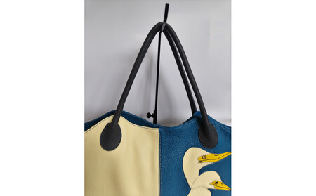 「鞄工房 香」鳥の二色トートバッグ (横型)