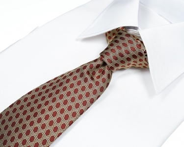 郡内織物「富士桜工房」シルクネクタイ 編籠目 柿渋色