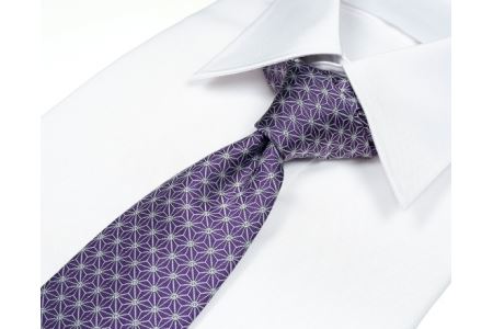 郡内織物「富士桜工房」シルクネクタイ 麻の葉   紫