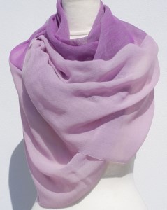 富士桜工房ウールガーゼストール「KASANE」紅藤色（ピンク×パープル）無縫製 二重織