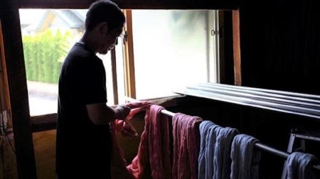 郡内織物「富士桜工房」シルクネクタイ 籠目 柿渋色