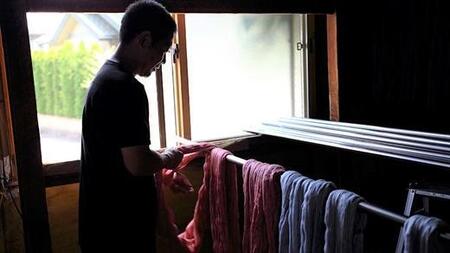 郡内織物「富士桜工房」シルクネクタイ 麻の葉 白緑