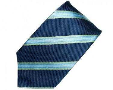 郡内織物「富士桜工房」シルクネクタイ ぼかし縞 青碧