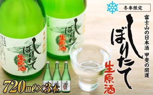 甲斐の開運 しぼりたて生原酒 720ml×3本  期間限定 新酒 ＜富士山の日本酒＞【井出醸造店】