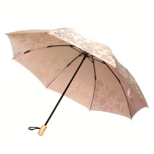 槙田商店【晴雨兼用】折りたたみ傘 ”絵おり” 百合：ベージュ