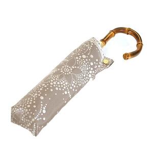 槙田商店【晴雨兼用】折りたたみ傘 kirie ドットフラワー:モカブラウン