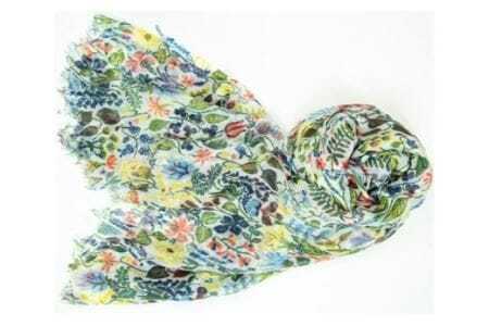 ふんわりシルクカシミヤストール スティグ・リンドベリ　ハーバリウム　白 ／ ファッション 織物 山梨県【西桂町との共通返礼品】【tab0158】