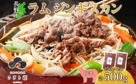 長野県 不動温泉 さぎり荘 謹製 ラムジンギスカン 250g×2袋 計500g 羊肉 ラム 味付き 肉 お肉 ジンギスカン 焼肉 BBQ 冷凍 小分け キャンプ  羊 おかず ストック お取り寄せ グルメ 人気 産地直送 信州新町 送料無料 長野 