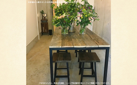 古材 スツール ロースツール 椅子 アンティーク おしゃれ 木製 アイアン チェア 天然木 無垢材 花台  腰掛け 四角形 玄関 キッチン 一人暮らし 和モダン 昭和レトロ 家具 インダストリアル ヴィンテージ 長野市