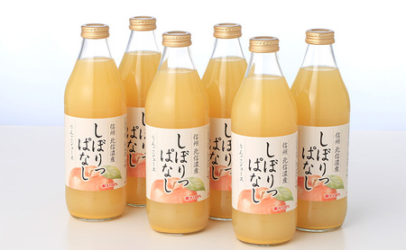 3ヵ月連続お届け 信州産 りんごジュース 「しぼりっぱなし」 果汁100％ (1L×6本)