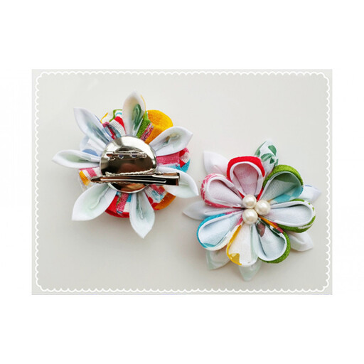 ハンドメイドつまみ細工(髪飾り&ブローチ) プレゼント 女性 オシャレ ファッション小物 アクセサリー